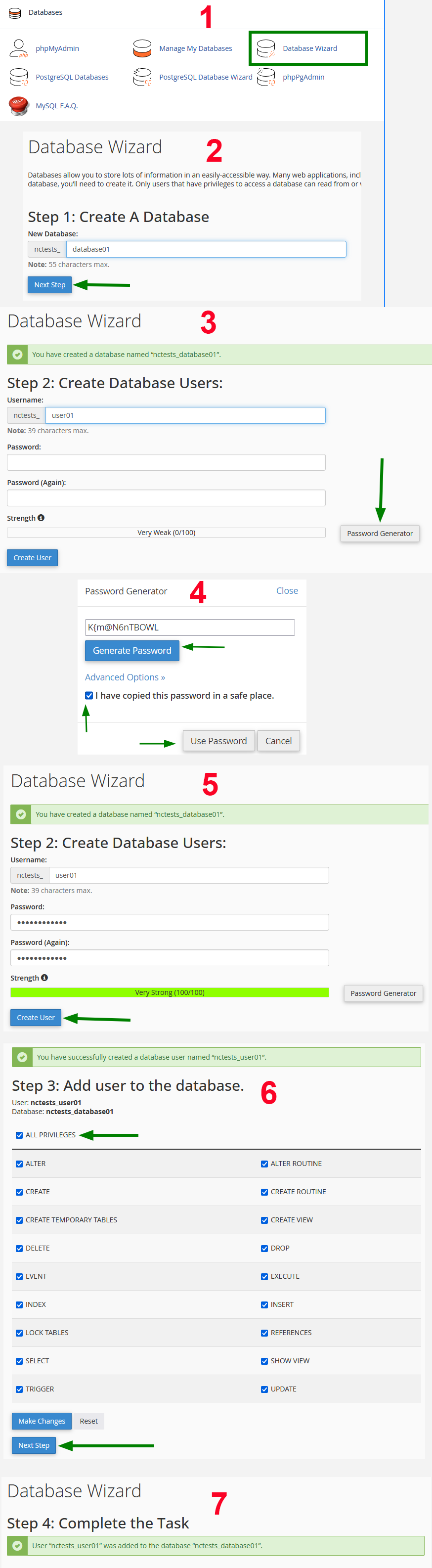 Creating database in cPanel