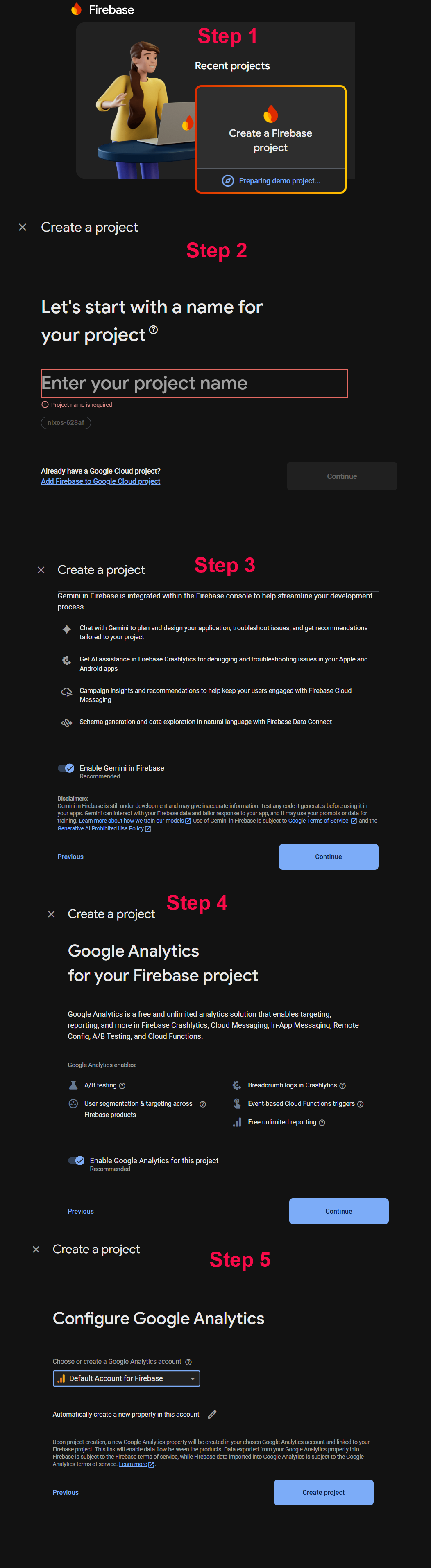 Firebase add project