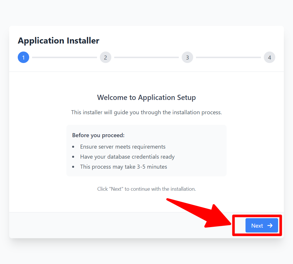 Installer welcome screen